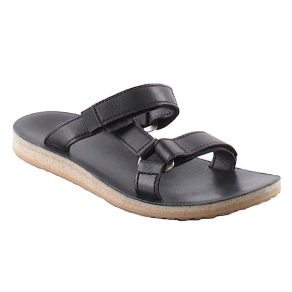 Teva black leather slide sandals - Picture 1 of 5